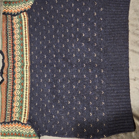 Lambs Wool Polo by Ralph Lauren Vintage Crew Neck Nordic Sweater L Distressed - Picture 8 of 10